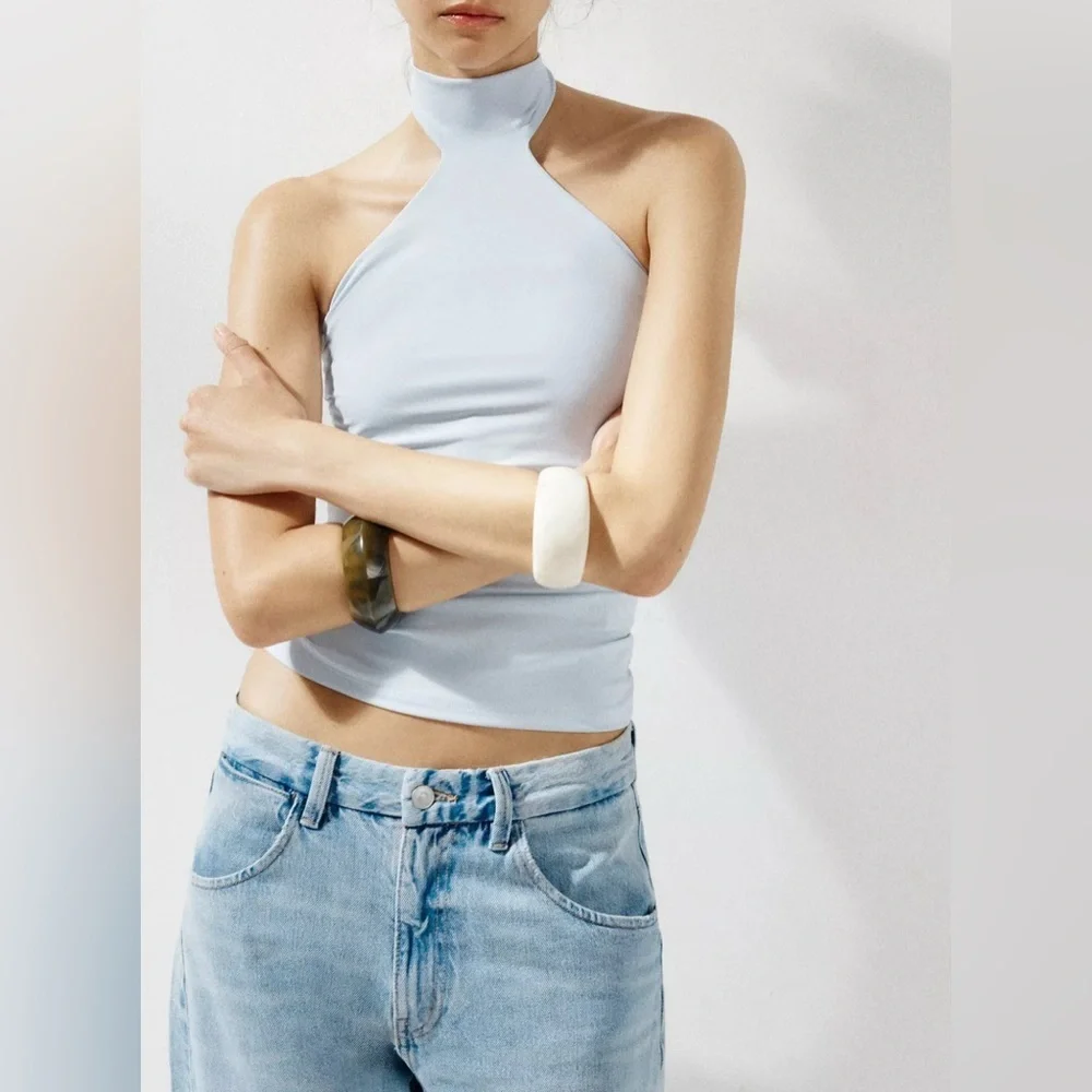 Zara POLYAMIDE HALTER TOP - Picture 2 of 5